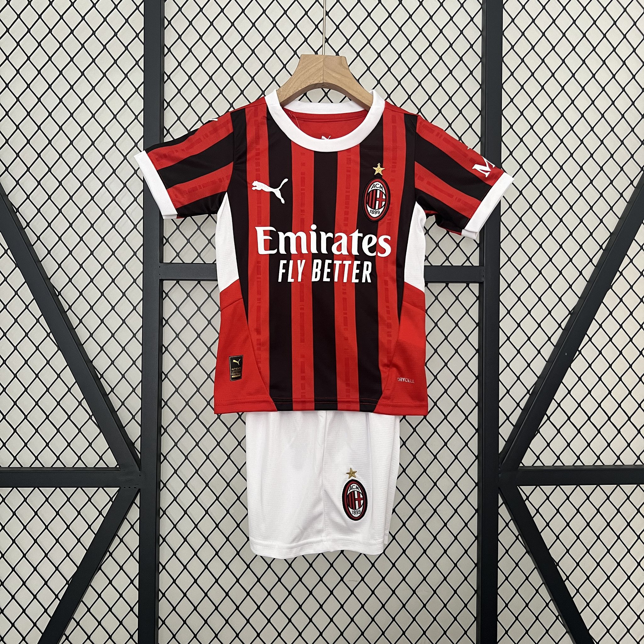 24-25 AC Milan Home Soccer Kids Kit Jersey+Shorts