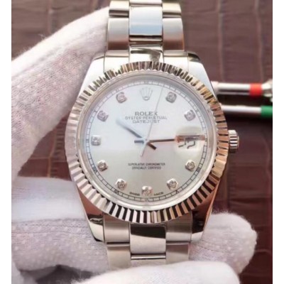 Rolex DateJust 41mm 126334 Fluted Bezel White Dial Diamonds Markers SS Jubilee Bracelet A3235,Fake Watches,Rolex Fake Watches,Omega Fake Watches,Cartier Fake watches,IWC Fake Watches,Breitling Fake Watches