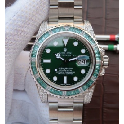 Rolex Submariner 116610 LV Full Paved Diamonds Bezel Noob A2836,Fake Watches,Rolex Fake Watches,Omega Fake Watches,Cartier Fake watches,IWC Fake Watches,Breitling Fake Watches