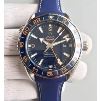Omega Planet Ocean GMT Goodplanet Blue Bezel Orange Marker Blue Dial Rubber A8605,Fake Watches,Rolex Fake Watches,Omega Fake Watches,Cartier Fake watches,IWC Fake Watches,Breitling Fake Watches