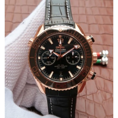 Omega Planet Ocean Master Chronometer RG Black Bezel Black Dial Leather A9301,Fake Watches,Rolex Fake Watches,Omega Fake Watches,Cartier Fake watches,IWC Fake Watches,Breitling Fake Watches