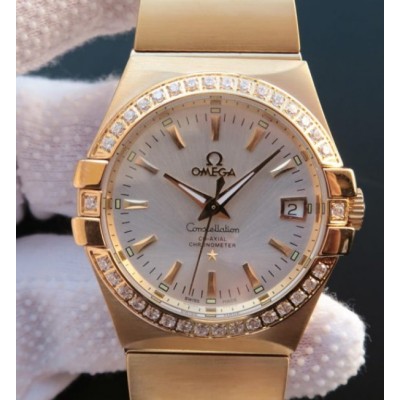 Omega V6 Constellation YG White Dial Diamonds Bezel YG Bracelet A2500,Fake Watches,Rolex Fake Watches,Omega Fake Watches,Cartier Fake watches,IWC Fake Watches,Breitling Fake Watches