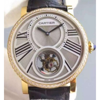 Cartier Rotonde De Cartier Tourbillon YG Diamonds Bezel,Fake Watches,Rolex Fake Watches,Omega Fake Watches,Cartier Fake watches,IWC Fake Watches,Breitling Fake Watches