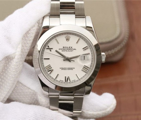 Rolex DateJust 41mm 126300 Noob White Dial Roman Markers SS Bracelet A3235