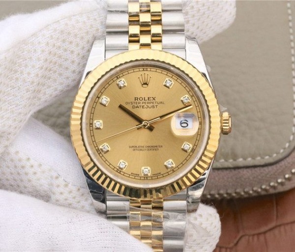 Rolex DateJust 41mm 126333 Noob YG Wrapped YG Dial Diamonds Markers SS/YG Bracelet A3235