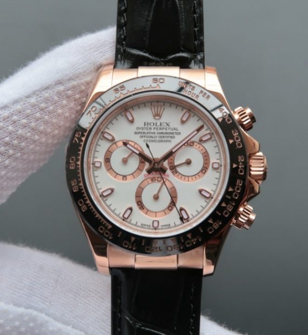 Rolex Daytona 116515 Noob White Dial Black Leather Strap A7750