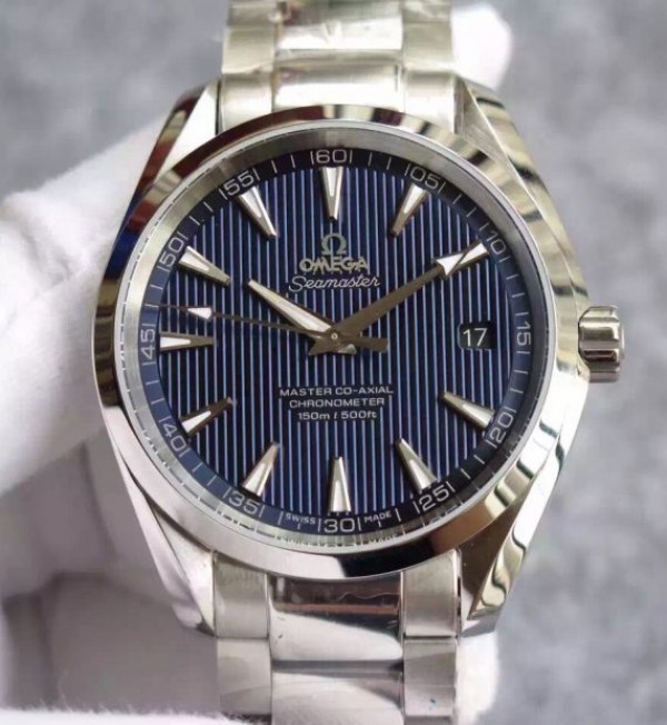 Omega XF Seamaster Aqua Terra Blue Textured Dial SS Bracelet A8500