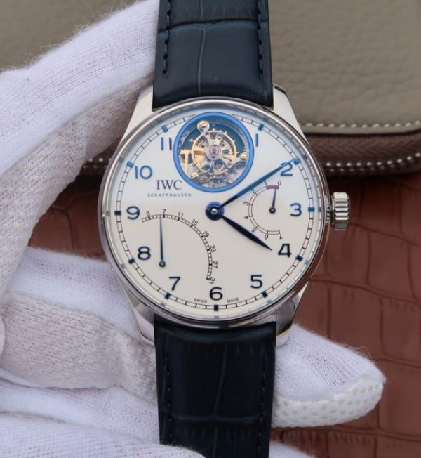 IWC AZ Portuguese Tourbillon IW5046 White Dial Blue Markers