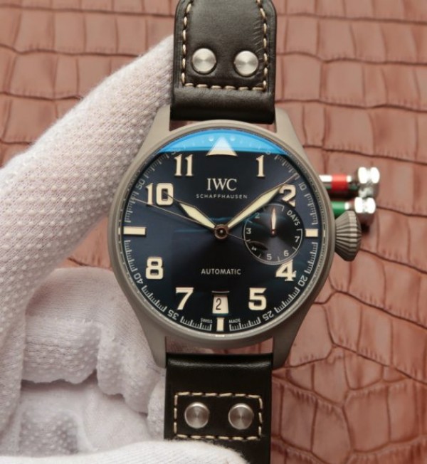 IWC Big Pilot Custom Made Sandblasted Case Blue Dial Leather Strap