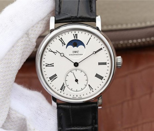 IWC Vintage IW544805 White Dial Black Leather Strap