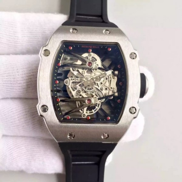 Richard Mille RM027 SS Skeleton Dial Black Rubber Strap 6T51