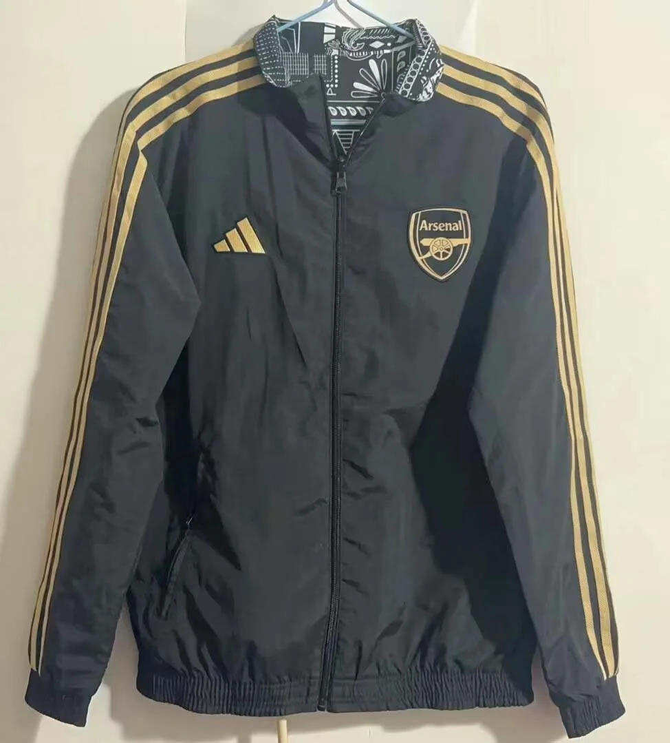 2023-2024 Arsenal Reversible Windbreaker Black-gray Soccer Jersey 1:1 Thai Quality - view 3