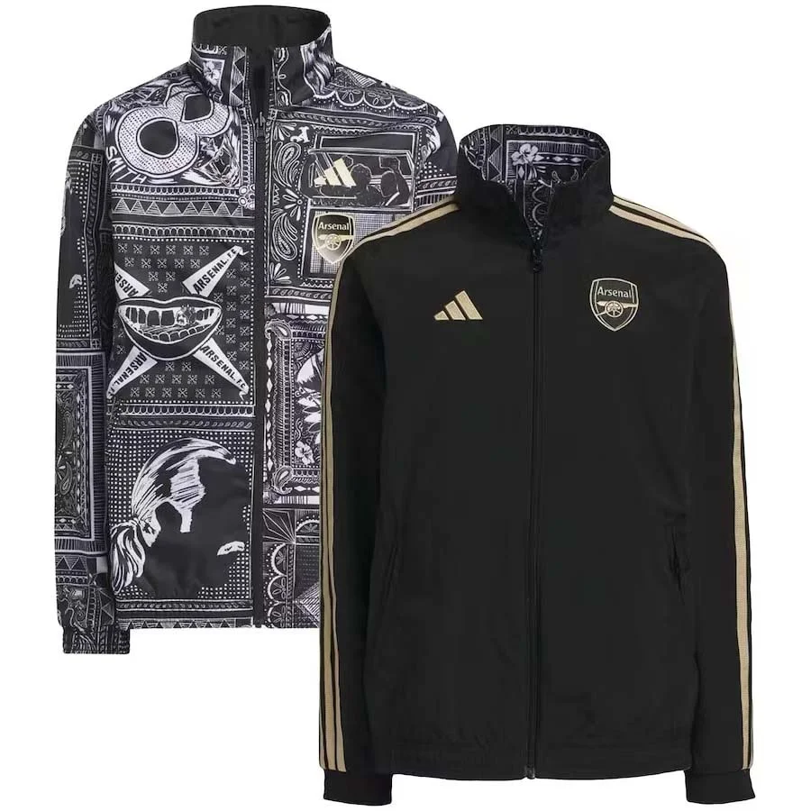 2023-2024 Arsenal Reversible Windbreaker Black-gray Soccer Jersey 1:1 Thai Quality - view 6