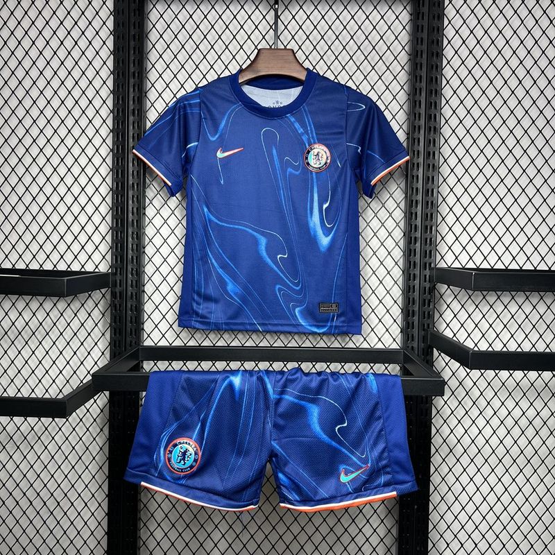 24-25 Chelsea Home Soccer Kids Kit  Jersey+Shorts