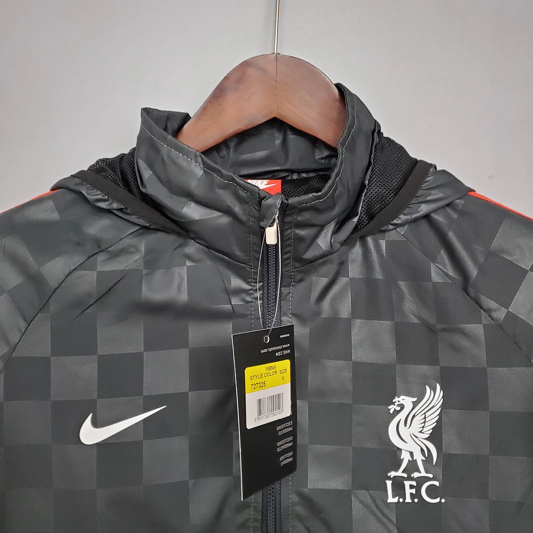 2021/2022 Liverpool Windbreaker Black-Grey Plaid Soccer Jersey 1:1 Thai Quality - view 4