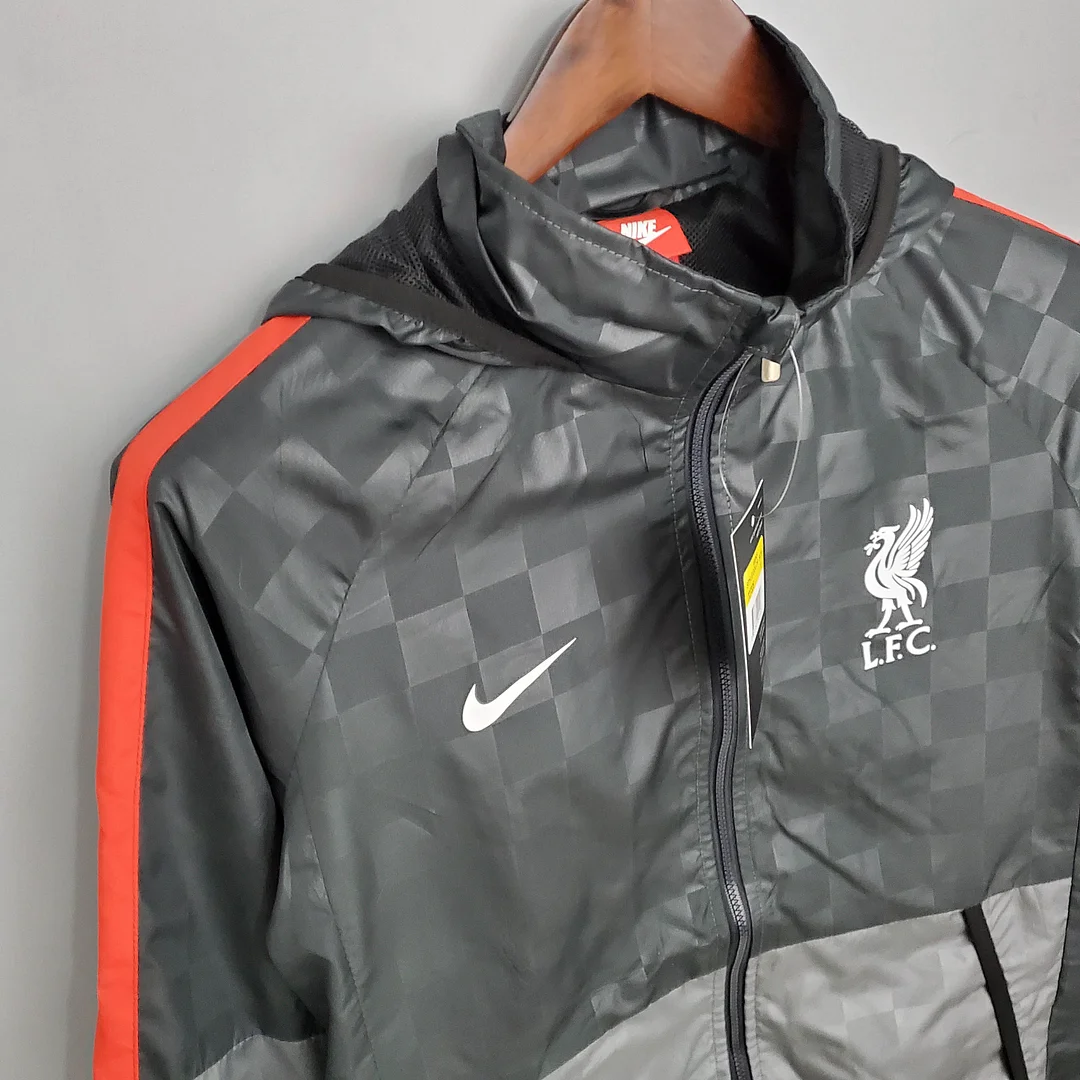 2021/2022 Liverpool Windbreaker Black-Grey Plaid Soccer Jersey 1:1 Thai Quality - view 6