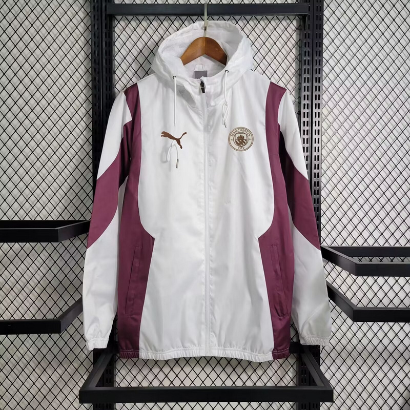 2024/2025 Manchester City Jersey Windbreaker White and Red