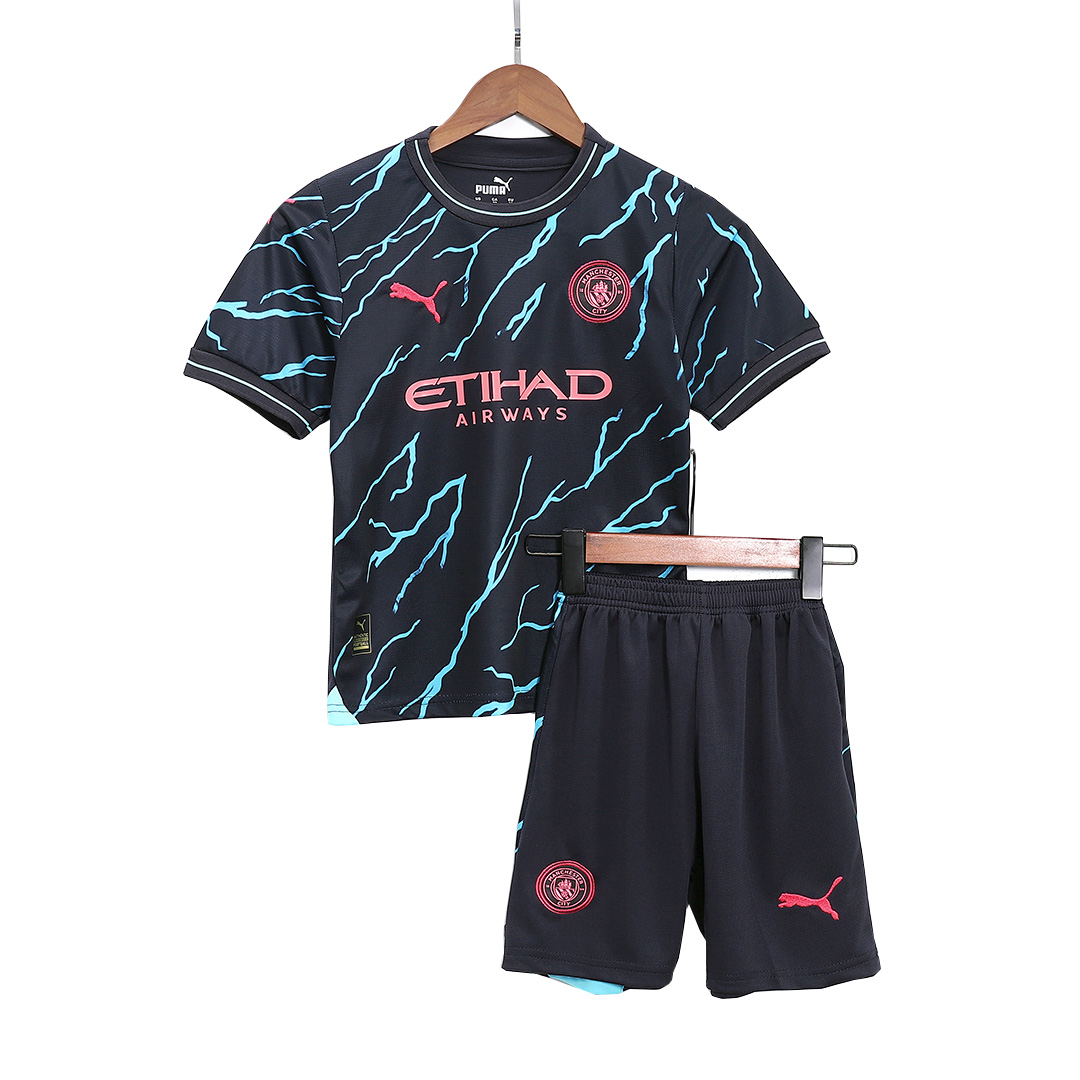 23-24 Manchester City Third Away Kids Kit Jersey+Shorts