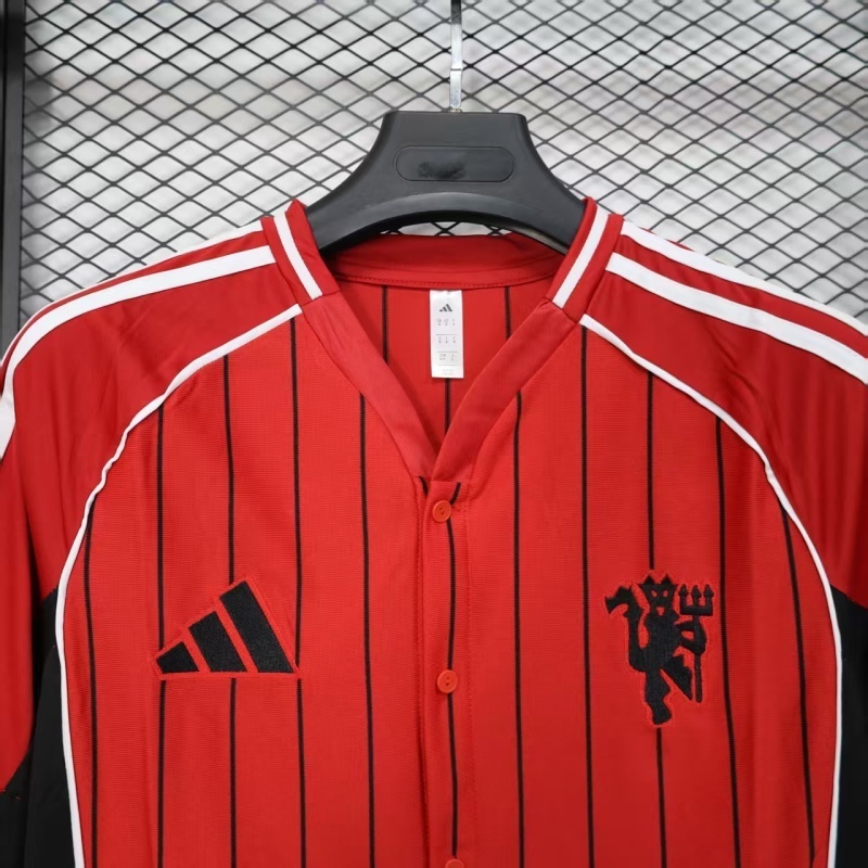 25-26 Manchester United Red Baseball Soccer Jersey - view 4