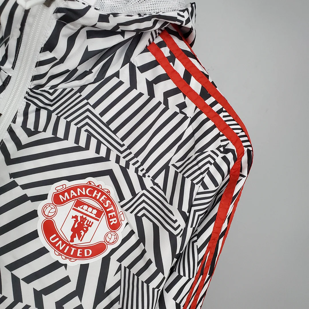 2021/2022 Manchester United Jersey Windbreaker Black-White Stripes - view 7