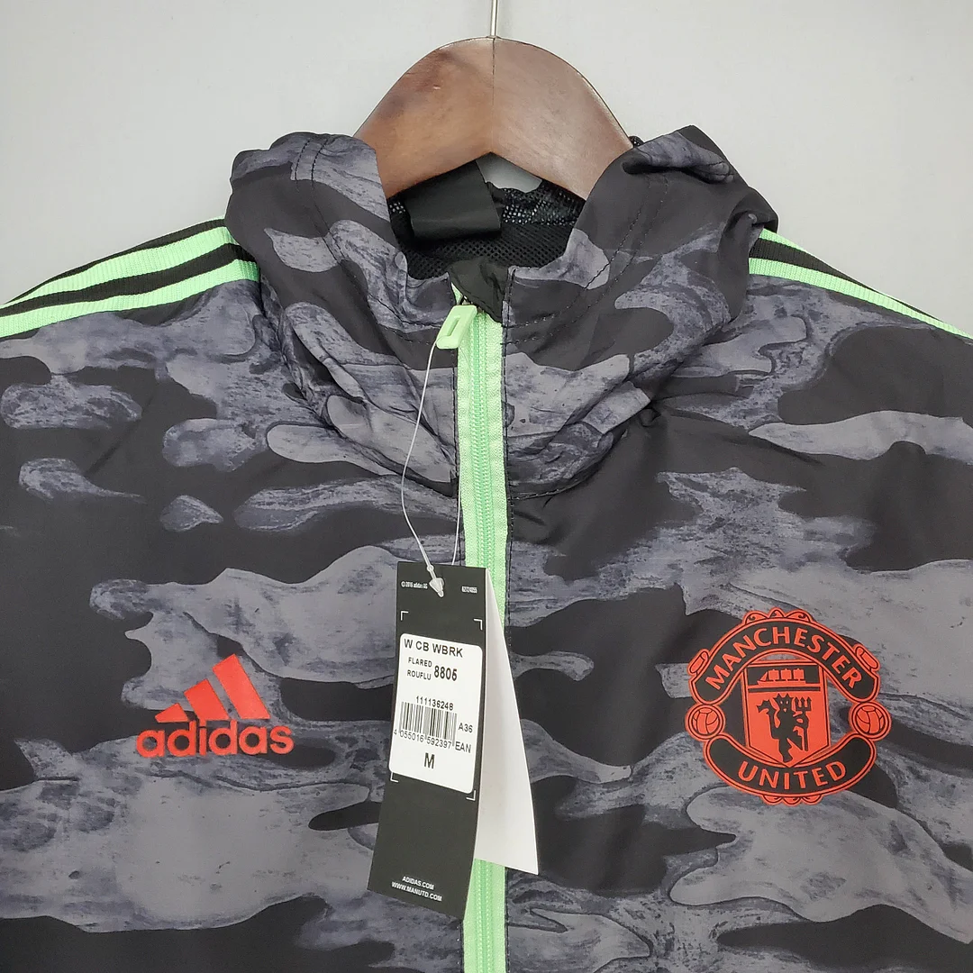 2021/2022 Manchester United Jersey Windbreaker Black And Grey Camouflage - view 7