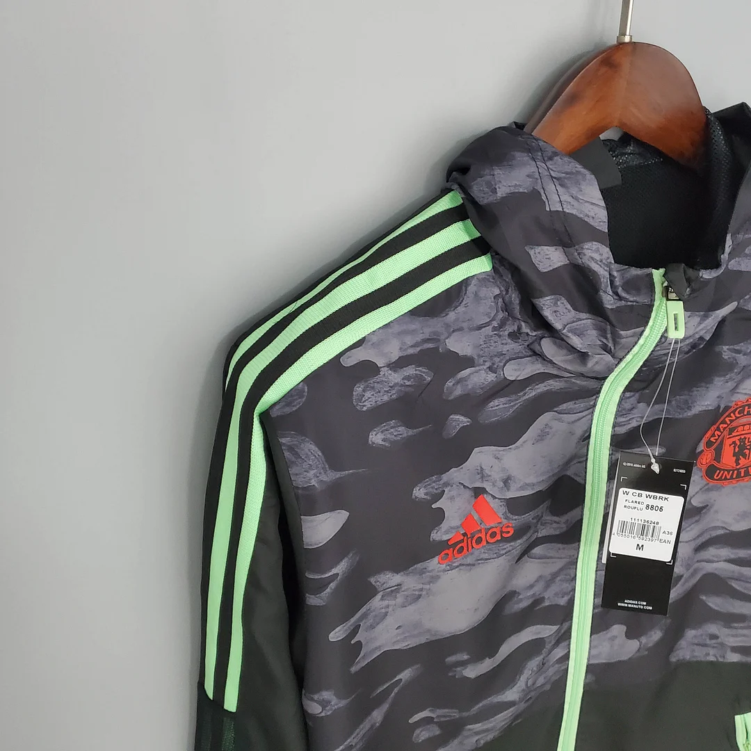2021/2022 Manchester United Jersey Windbreaker Black And Grey Camouflage - view 9