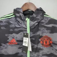 2021/2022 Manchester United Jersey Windbreaker Black And Grey Camouflage - view 7