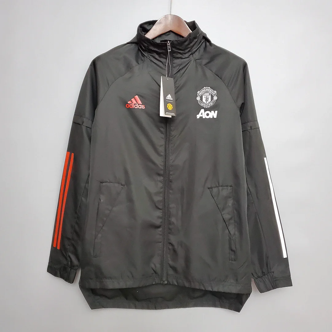 2021 Manchester United Jersey Windbreaker Black(White-Red Edge) - view 4