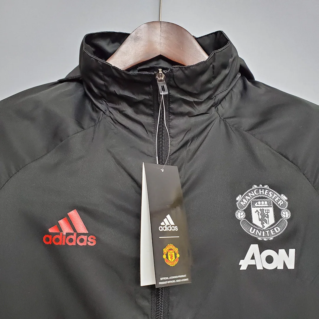 2021 Manchester United Jersey Windbreaker Black(White-Red Edge) - view 8