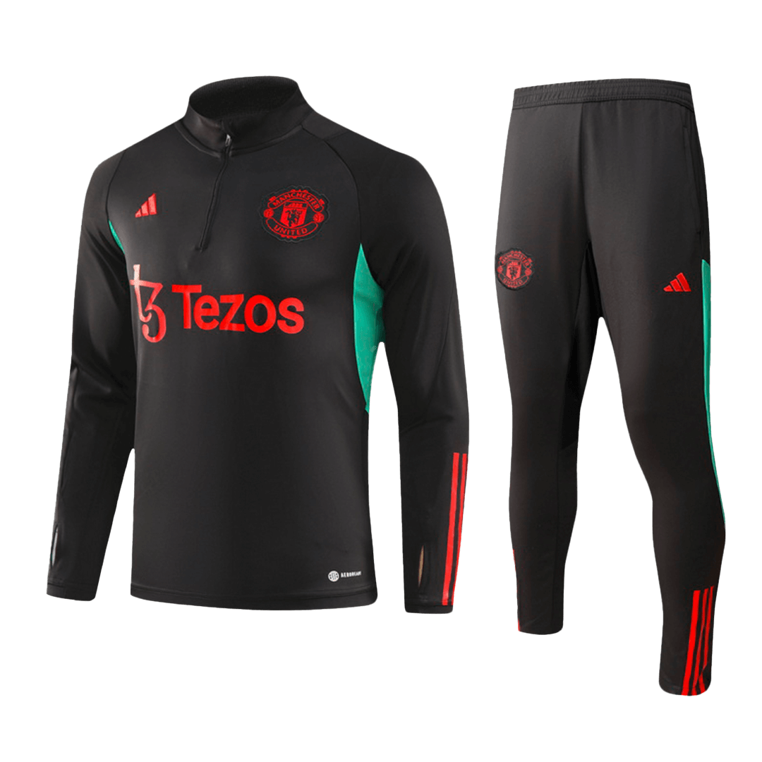 Kids Manchester United Zipper Sweatshirt Kit(Top+Pants) Black 2023/24 - view 10