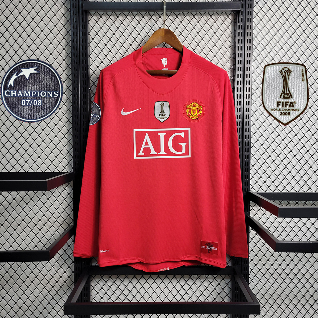 07-08 Manchester United Home Retro Jersey Long Sleeve - view 4