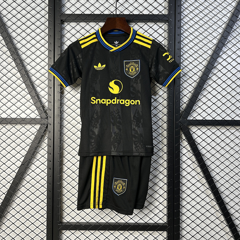 25-26 Manchester United Third Away Soccer Kids Kit Jersey+Shorts