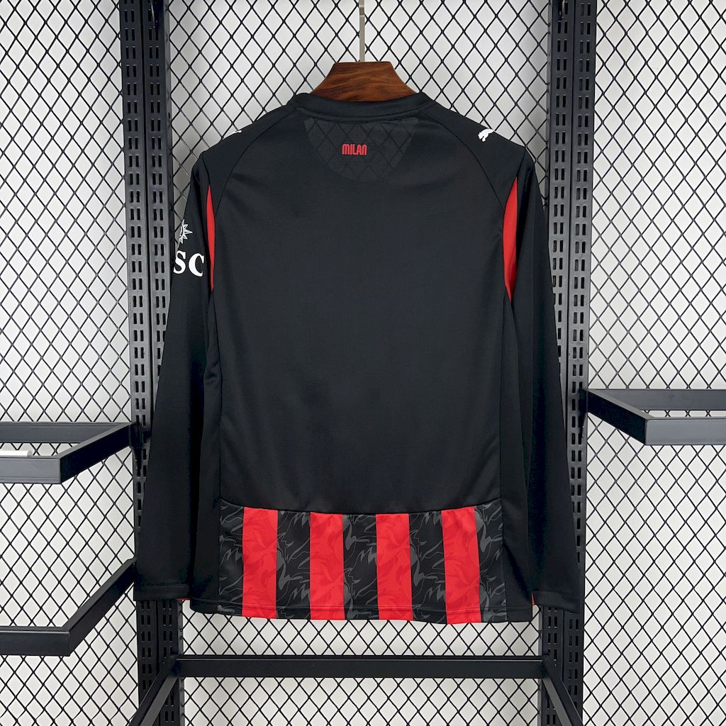 25-26 AC Milan Home Soccer Jersey Red Long Sleeve - view 3