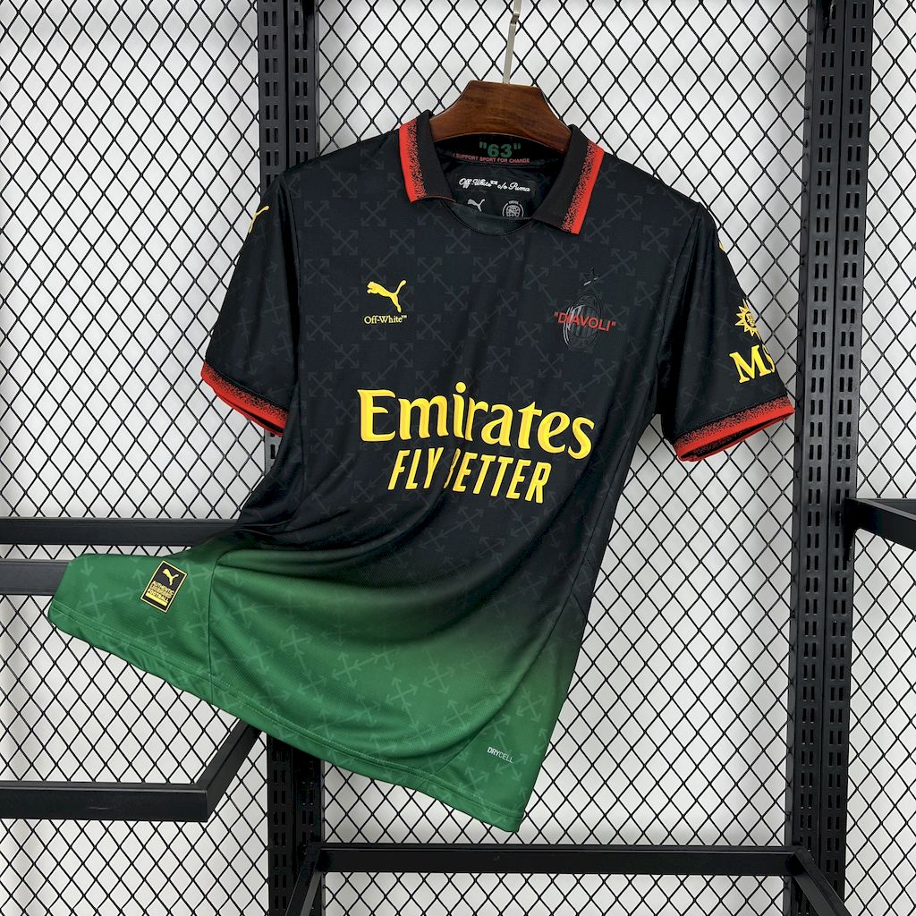 "GIMENEZ" #7 AC Milan Co-Branded Off-White  Soccer Jersey Black - view 3