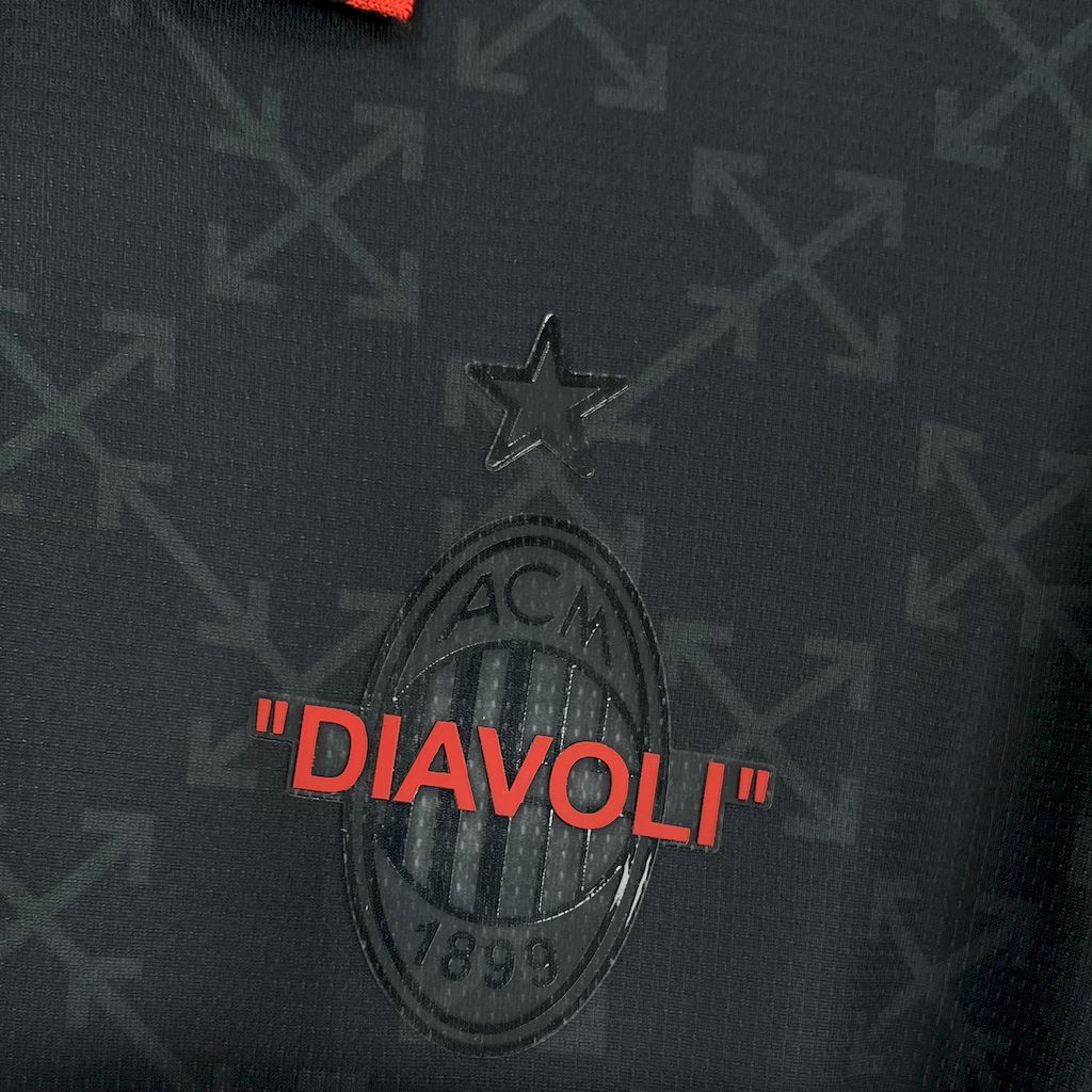 "GIMENEZ" #7 AC Milan Co-Branded Off-White  Soccer Jersey Black - view 7