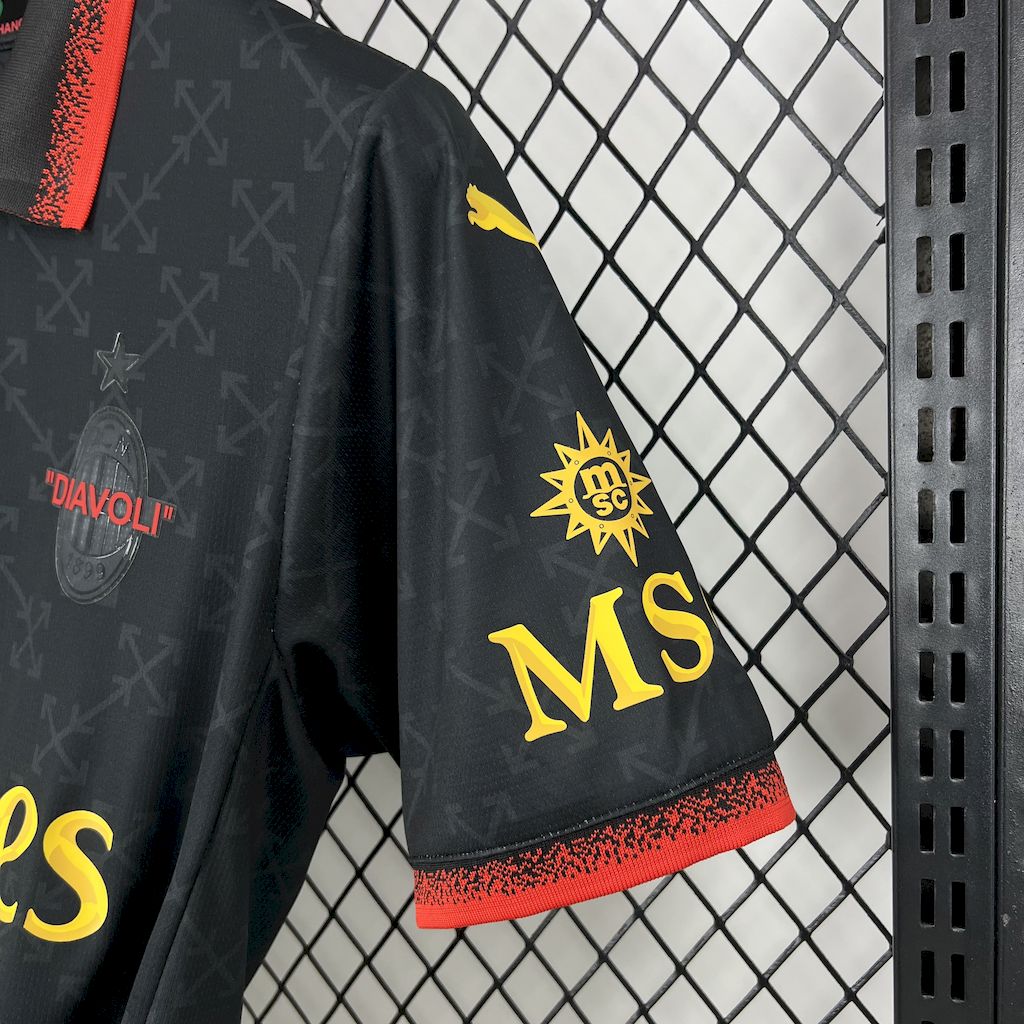 "GIMENEZ" #7 AC Milan Co-Branded Off-White  Soccer Jersey Black - view 8