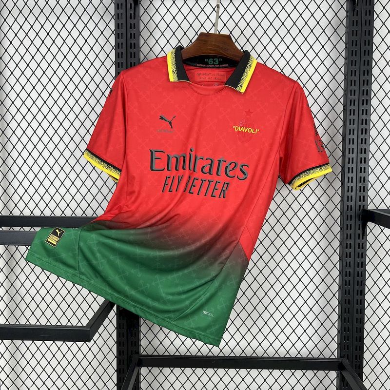 25-26 AC Milan Co-Branded Off-White  Soccer Jersey Red