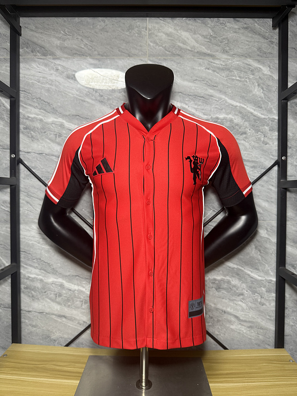 25-26 Manchester United Red Baseball Soccer Jersey