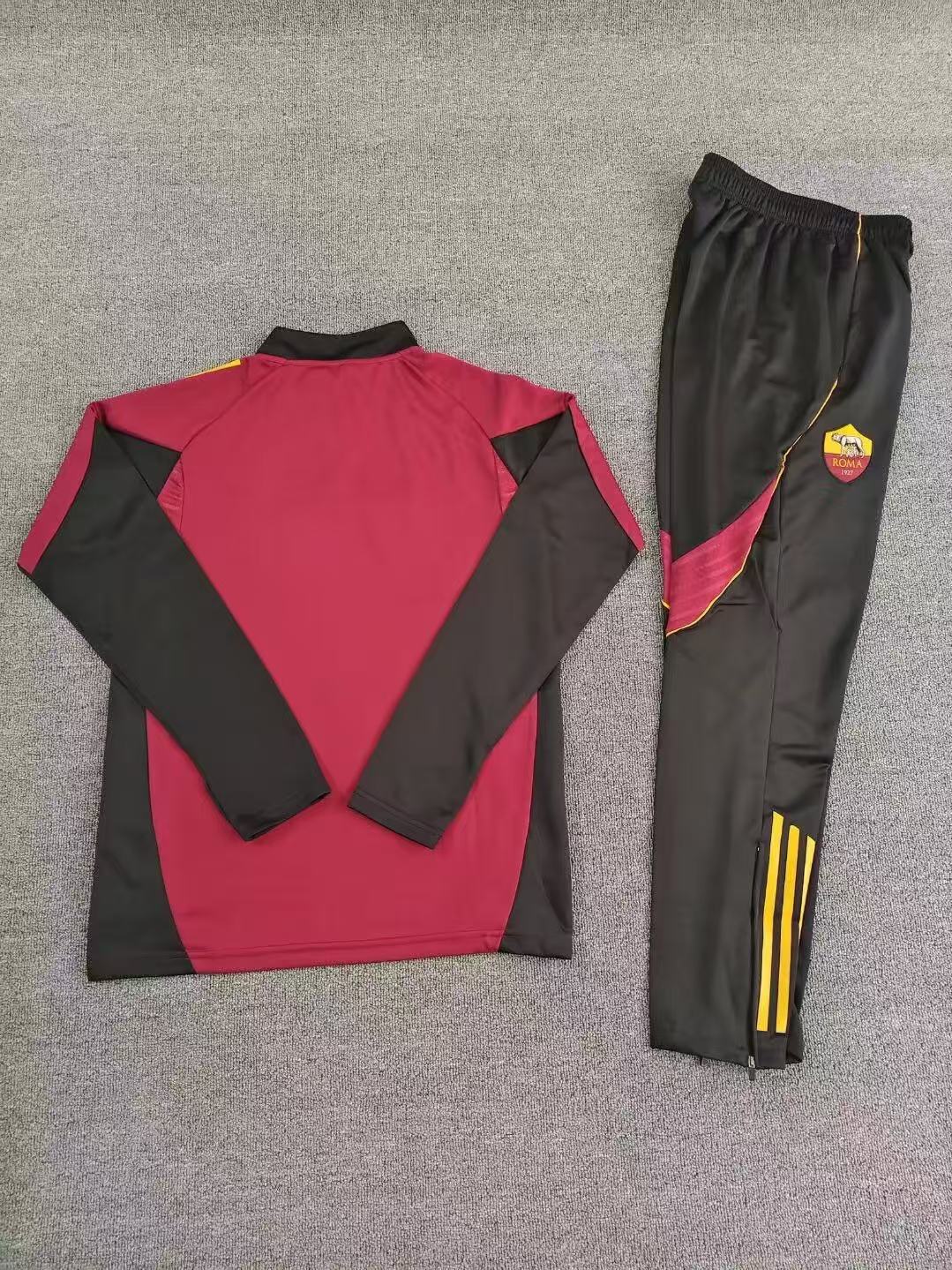 Roma Zipper Sweatshirt Half Zip Kit(Top+Pants) Black 2025/26 - view 3