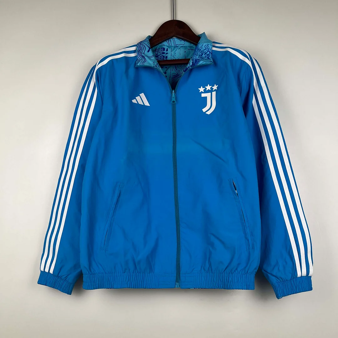 2023-2024 Juventus Reversible Windbreaker Blue Soccer Jersey 1:1 Thai Quality - view 4