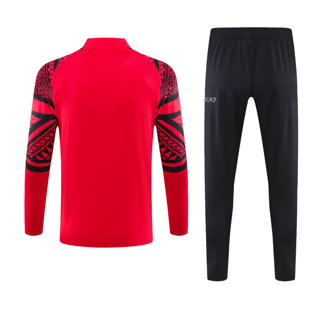 Kids Napoli Zipper Sweatshirt Kit(Top+Pants) Red 2023/24 - view 7