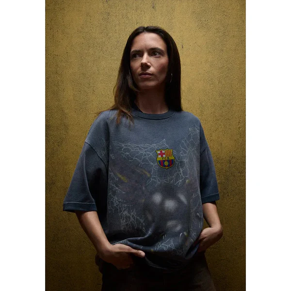 Travis Scott x FC Barcelona Washed Spray Logo T-Shirt 'Black' - view 4
