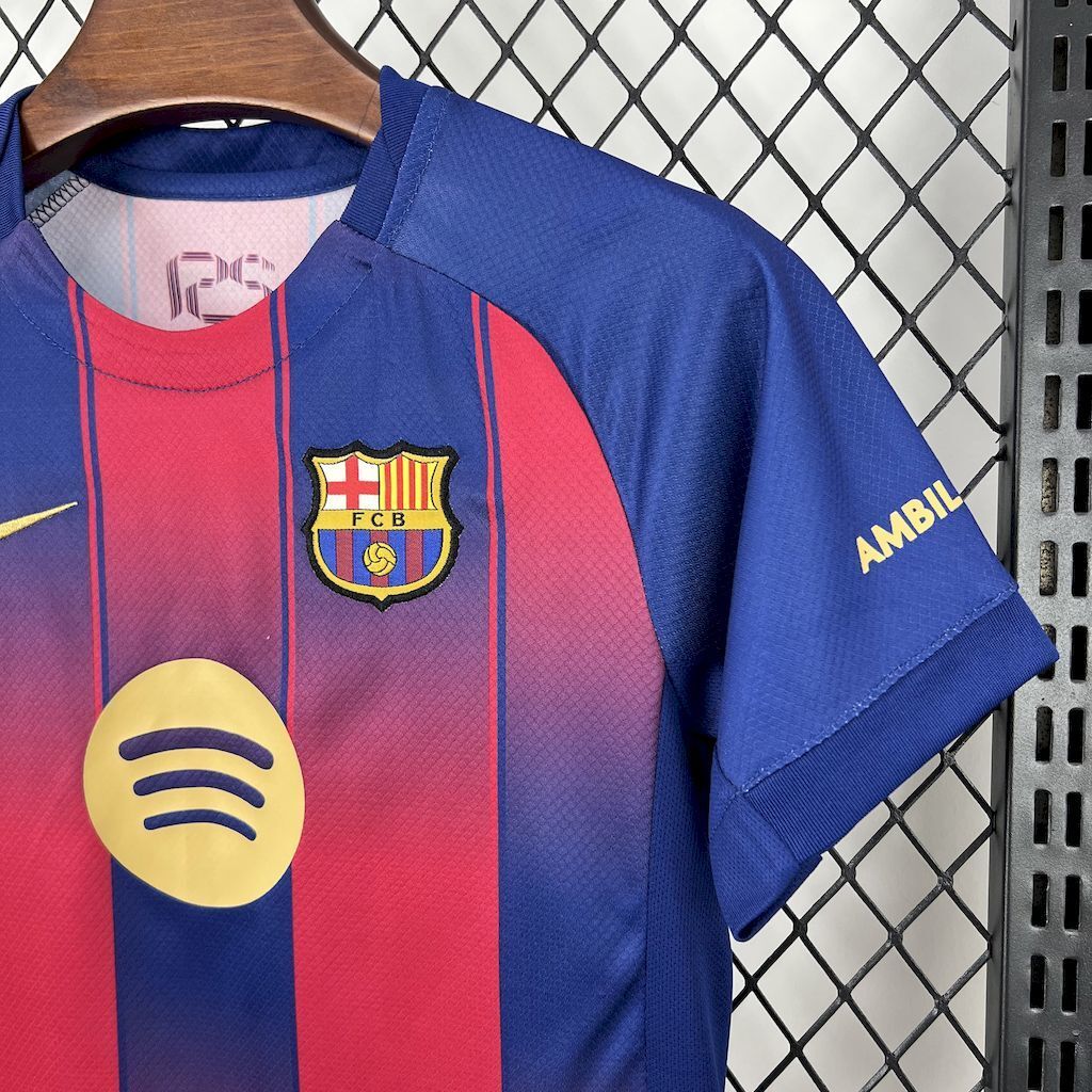 25-26 Barcelona Red Blue Home Soccer Kids Kit Jersey+Shorts - view 4