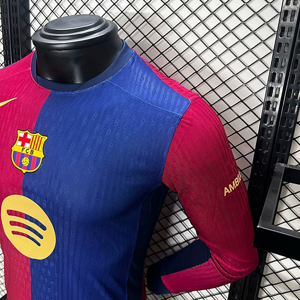 24-25 Barcelona Home Soccer Jersey Player Edition Long Sleeve - view 3