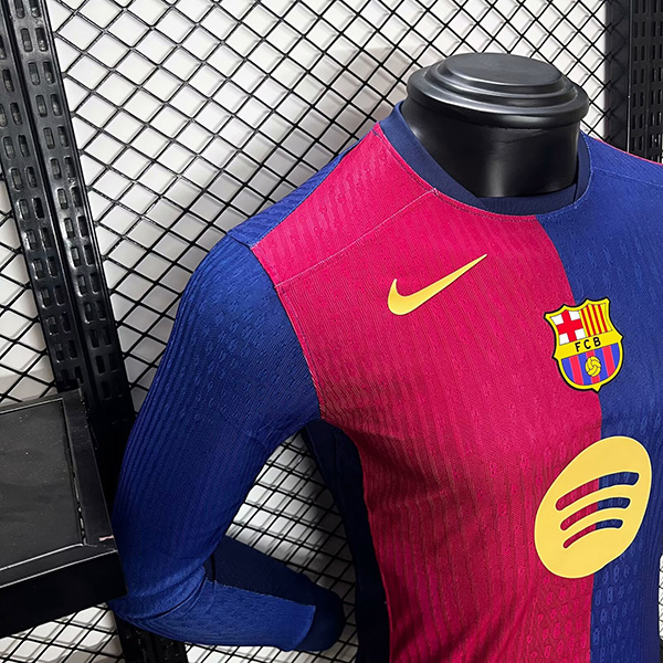 24-25 Barcelona Home Soccer Jersey Player Edition Long Sleeve - view 5