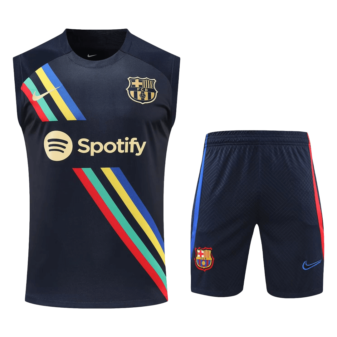 Barcelona Sleeveless Training Kit (Top+Shorts) Black 2022/23 - view 4