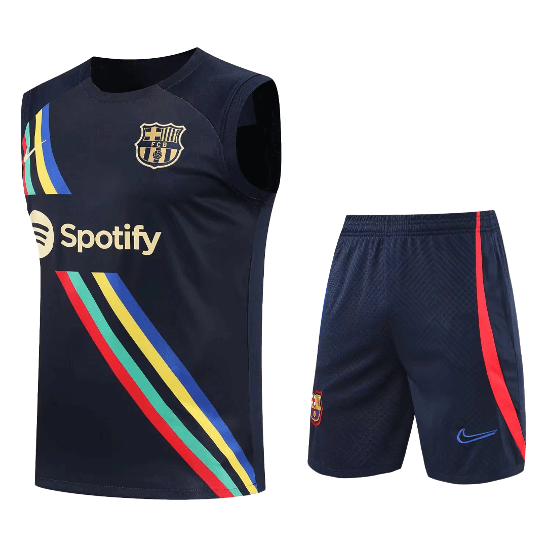 Barcelona Sleeveless Training Kit (Top+Shorts) Black 2022/23 - view 7