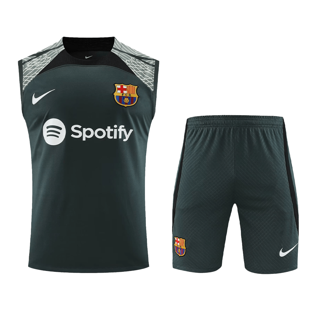 Barcelona Sleeveless Training Kit (Top+Shorts) Black 2023/24 - view 5