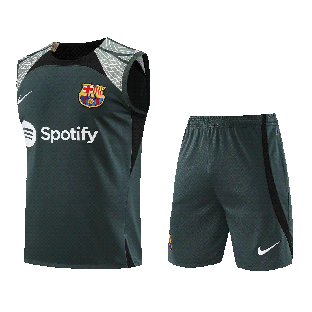 Barcelona Sleeveless Training Kit (Top+Shorts) Black 2023/24 - view 11