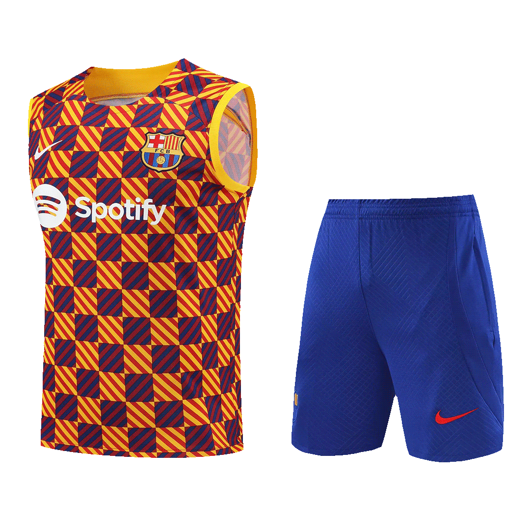Barcelona Sleeveless Training Kit (Top+Shorts) Yellow 2023/24 - view 7